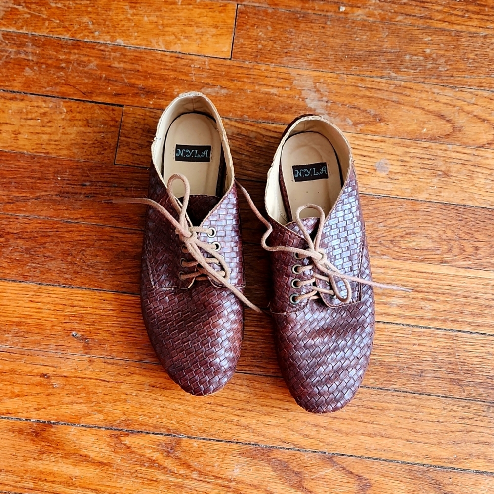 Modcloth brown woven oxfords